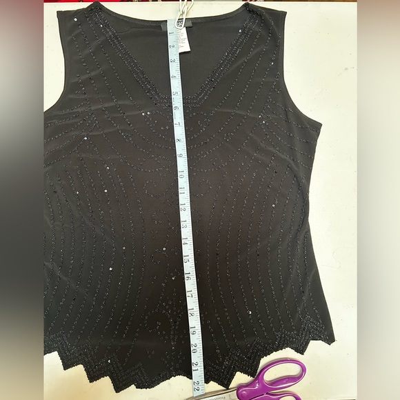 MSK Woman’s Black Fancy Beaded Sleeveless Top Blouse Size Medium - Picture 8 of 8